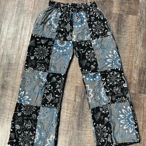 Boho baggy mid-rise patchwork pants